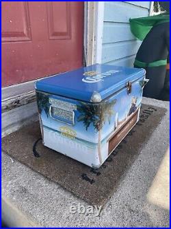 Vintage Corona Metal Ice Chest Cooler With Bottle Opener Tony Romo Rare