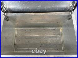 Vintage Cronco Cronstrom's Metal Cooler Ice Chest Blue Padded Seat Lid Tray 22