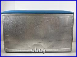 Vintage Cronco Cronstrom's Metal Cooler Ice Chest Blue Padded Seat Lid Tray 22