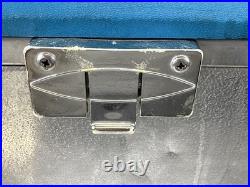 Vintage Cronco Cronstrom's Metal Cooler Ice Chest Blue Padded Seat Lid Tray 22