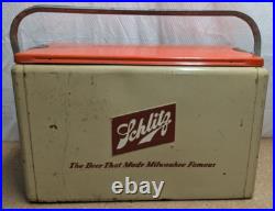 Vintage Cronstrom's Schlitz Beer Metal Picnic Cooler Ice Chest 19