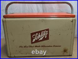 Vintage Cronstrom's Schlitz Beer Metal Picnic Cooler Ice Chest 19