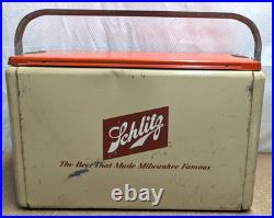 Vintage Cronstrom's Schlitz Beer Milwaukee Metal Picnic Cooler Ice Chest 19