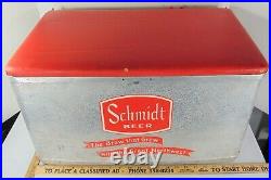 Vintage Cronstroms Schmidt Beer Cooler Aluminum Metal Cooler Padded Lid 60s