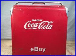 Vintage DRINK COCA-COLA Red Metal Cooler Progress Refrigeration Louisville KY