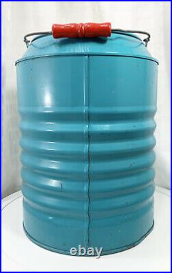 Vintage Delphos Ohio 3 Gallon Blue Insulated Metal Water Cooler
