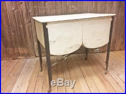 Vintage Double Basin Wash Tub cooler stand metal white IDEAL rustic old country