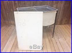 Vintage Double Basin Wash Tub cooler stand metal white IDEAL rustic old country