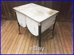 Vintage Double Basin Wash Tub stand metal galvanized cooler white rustic country