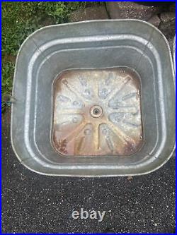 Vintage Double Basin Wash Tub stand metal galvanized planter cooler Wheeling 50s