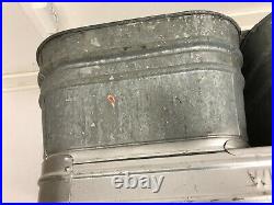 Vintage Double Basin Wash Tub stand metal galvanized planter cooler Wheeling 50s