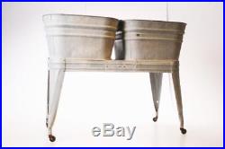 Vintage Double Basin Wash Tub stand metal galvanized rustic country beer cooler