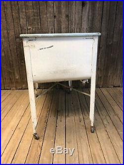 Vintage Double Basin Wash Tub stand metal galvanized rustic planter cooler white