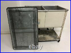 Vintage Double Basin Wash Tub w Lid white stand metal rustic cooler country chic