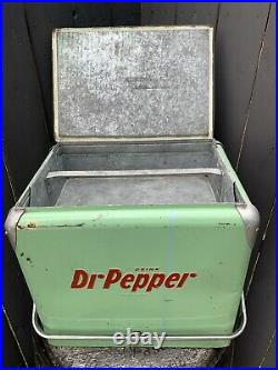 Vintage Dr Pepper 1950's All Metal Picnic Cooler Classic / With Tray Gorgeous