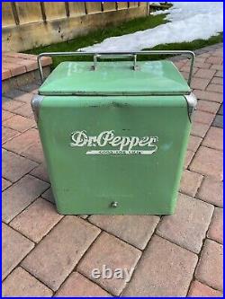 Vintage Dr. Pepper Metal Cooler 1940's Green No Tray