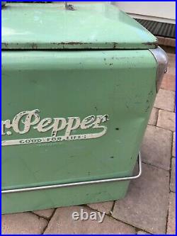 Vintage Dr. Pepper Metal Cooler 1940's Green No Tray