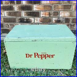 Vintage Dr Pepper Picnic All Original Metal Cooler-1950's With Bottle Opener