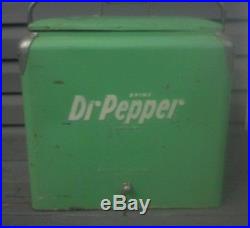 Vintage Dr. Pepper metal ice chest/ Picinic cooler. Side bottle opener
