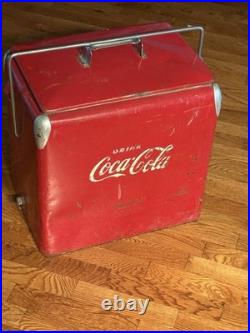 Vintage Drink Coca Cola Cooler Icebox Metal Action Mfg 1950's