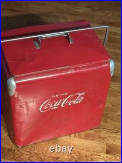 Vintage Drink Coca Cola Cooler Icebox Metal Action Mfg 1950's