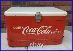Vintage Drink Coca Cola In Bottles Coke All Metal Cooler 22 X 13 X 13