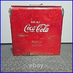 Vintage Drink Coca Cola Metal Cooler Icebox Action Mfg 1950's Large 16x17x12