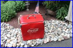 Vintage Drink Coca Cola Metal Cooler Icebox Action Mfg 1950's Large 16x17x12 Vintage Drink Coca Cola Metal Cooler Icebox Action Mfg 1950's Large 16x17x12