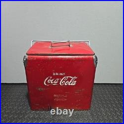 Vintage Drink Coca Cola Metal Cooler Icebox Action Mfg 1950's Large 16x17x12