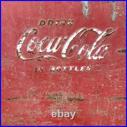 Vintage Drink Coca Cola Metal Cooler Icebox Action Mfg 1950's Large 16x17x12