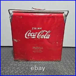 Vintage Drink Coca Cola Metal Cooler Icebox Action Mfg 1950's Large 16x17x12