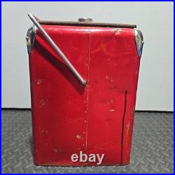Vintage Drink Coca Cola Metal Cooler Icebox Action Mfg 1950's Large 16x17x12