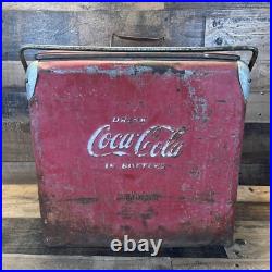 Vintage Drink Coca Cola Metal Cooler Icebox Action Mfg 1950's Large 16x17x12