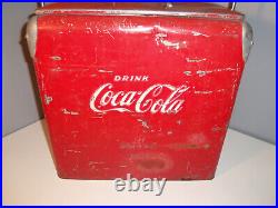 Vintage Drink Coca Cola Metal Cooler Icebox Action Mfg 1950's Large 16x17x12