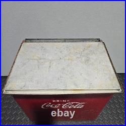 Vintage Drink Coca Cola Metal Cooler Icebox Action Mfg 1950's Large 16x17x12