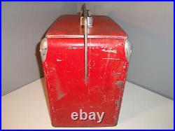 Vintage Drink Coca Cola Metal Cooler Icebox Action Mfg 1950's Large 16x17x12