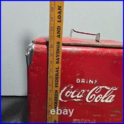Vintage Drink Coca Cola Metal Cooler Icebox Action Mfg 1950's Large 16x17x12