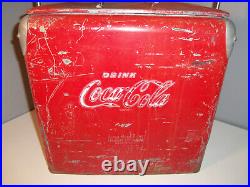 Vintage Drink Coca Cola Metal Cooler Icebox Action Mfg 1950's Large 16x17x12