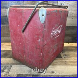 Vintage Drink Coca Cola Metal Cooler Icebox Action Mfg 1950's Large 16x17x12