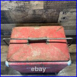 Vintage Drink Coca Cola Metal Cooler Icebox Action Mfg 1950's Large 16x17x12