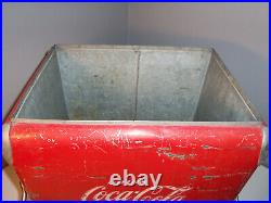 Vintage Drink Coca Cola Metal Cooler Icebox Action Mfg 1950's Large 16x17x12