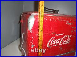 Vintage Drink Coca Cola Metal Cooler Icebox Action Mfg 1950's Large 16x17x12