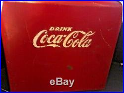 Vintage Drink Coke Coca-Cola Red Metal Cooler/Ice Chest with Tray- Progress Refrig