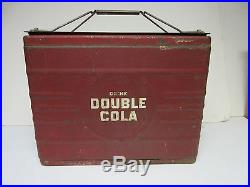 Vintage Drink Double Cola Red Metal Cooler Old Soda Pop Advertising