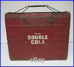 Vintage Drink Double Cola Red Metal Cooler Old Soda Pop Advertising