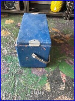 Vintage Drink Pepsi Cola Blue Metal Portable Picnic Cooler/Ice Box/Chest