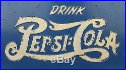 Vintage Drink Pepsi Cola Double Dot Large Blue Metal Ice Cooler Advertisement