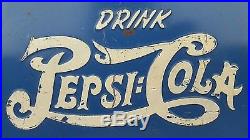 Vintage Drink Pepsi Cola Double Dot Large Blue Metal Ice Cooler Advertisement