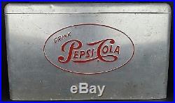 Vintage Drink Pepsi Cola Large Alcoa Aluminum Metal Ice Cooler Advertisement