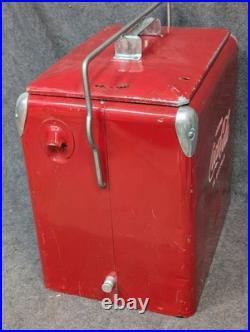 Vintage Drink Red Coca Cola Cooler Icebox Metal Action Mfg 1950's, With Video